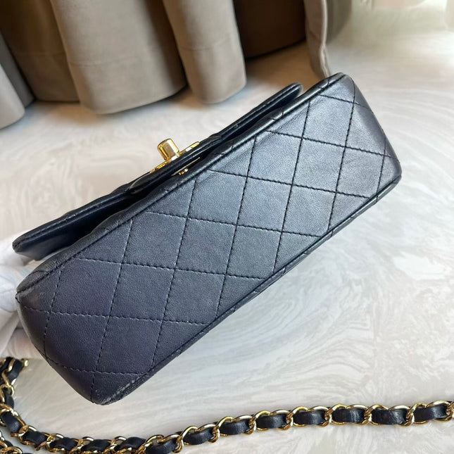 Chanel Classic Flap Rectangular Mini 2015 Navy Lambskin Gold Hardware