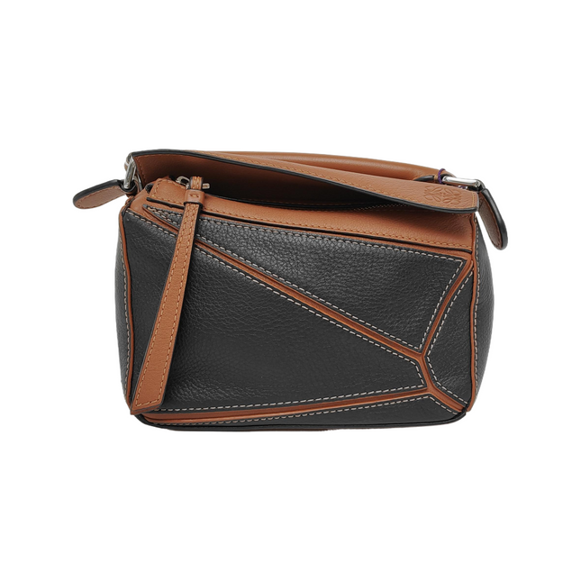 Loewe Puzzle Mini Black and Brown Calfskin Leather Crossbody Bag-Luxbags