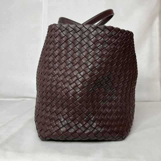 Bottega Veneta Cabat Tote Intreccio Leather Chocolate Brown 42cm