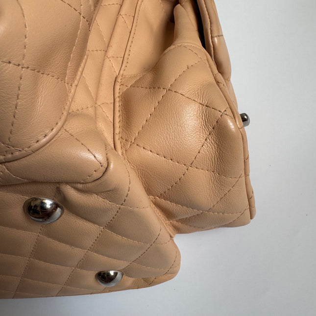 Chanel Cambon Multi-pocket Ligne Reporter Bag Large Beige Calfskin Leather