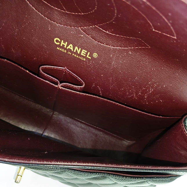 Chanel Classic Flap Jumbo 2012 Black Caviar Leather Double Flap Gold Hardware