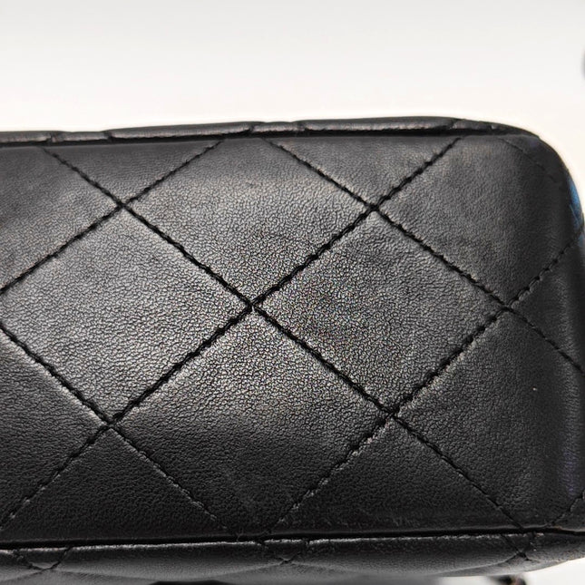 Chanel Timeless Classic Flap Medium 2014 Black Lambskin Leather Silver Hardware