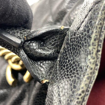Chanel Shiva Tote Black Quilted Shiny Caviar Leather Gold Hardware