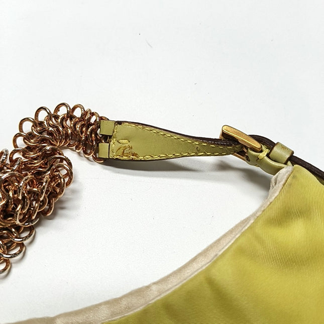 Prada Cleo Nylon Yellow Gold-tone Chain Shoulder Bag