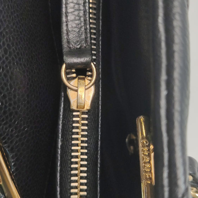 Chanel PST Petite Shopping Tote Black Caviar Leather CC Logo Gold Hardware 2012-13