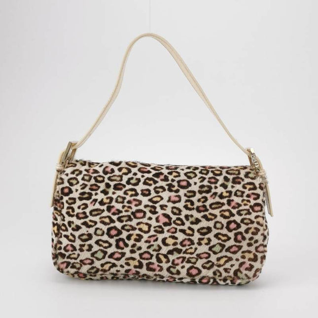 Sold Fendi Baguette Pony-hair Calfskin Leather in leopard print white and Pink