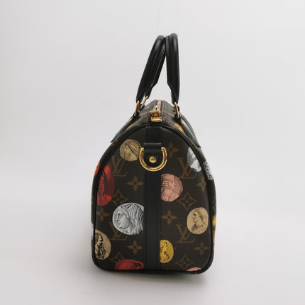 Louis Vuitton Speedy 25 Bandouliere Fornasetti Louvre Stamps