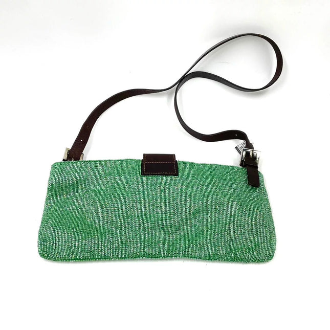 Fendi Mamma Baguette Zitronengelbe Perlen-Umhängetasche