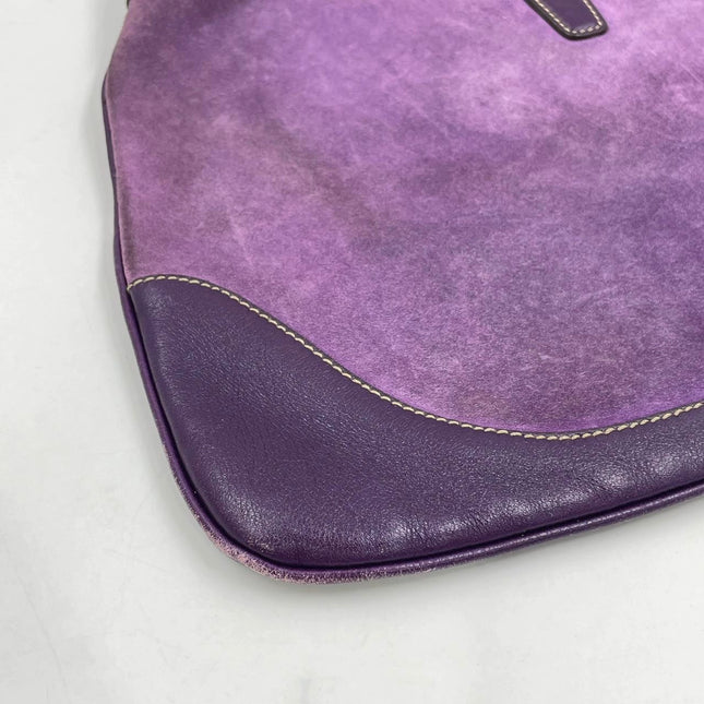 Gucci Jackie Vintage Large Purple Suede Leather Ringlets Decoration