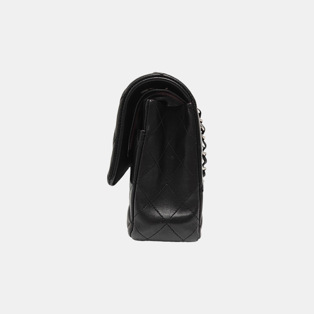 Chanel Timeless Classic Flap Medium 2014 Black Lambskin Leather Silver Hardware