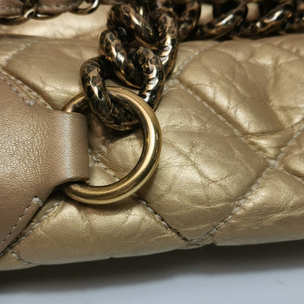 Chanel Paris Bombay Pondicherry Flap Bag Quilted Large Gold Shiny Calfskin Leather