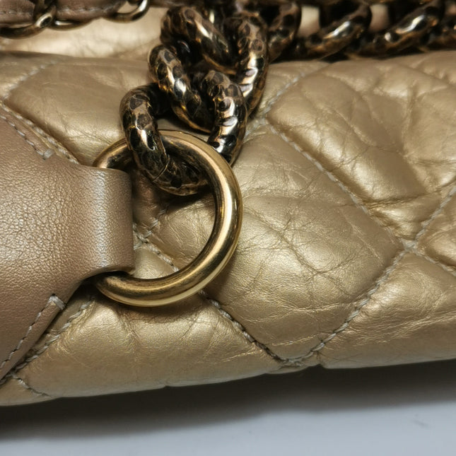 Chanel Paris Bombay Pondicherry Flap Bag Quilted Large Gold Shiny Calfskin Leather