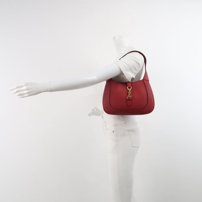 Gucci Jackie 1961 Small Red Pebbled Leather Shoulder Bag