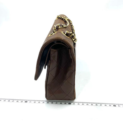 Chanel Classic Flap Rare Vintage Medium Brown Lambskin Leather 24k Gold Hardware 1989-1991