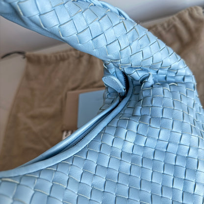 Bottega Veneta Veneta Hobo Medium Baby Blue Intrecciato Leather Bag 41cm