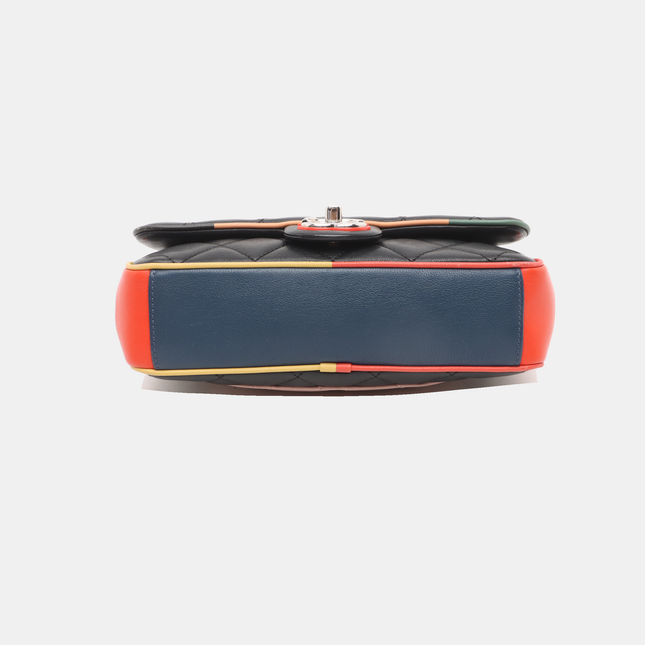 Chanel Timeless Classic Flap Lambskin Plexiglass Quilted Small Cuba Color Flap Black with Multicolor Trim