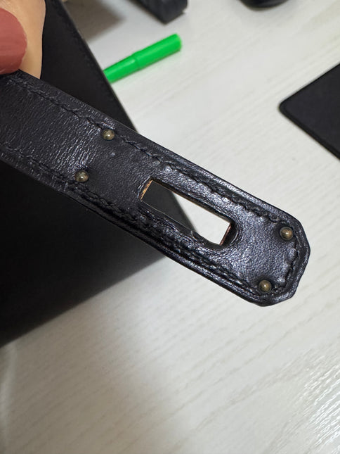 Hermès Kelly 32 Sellier Black Box Leather Gold Hardware with Strap