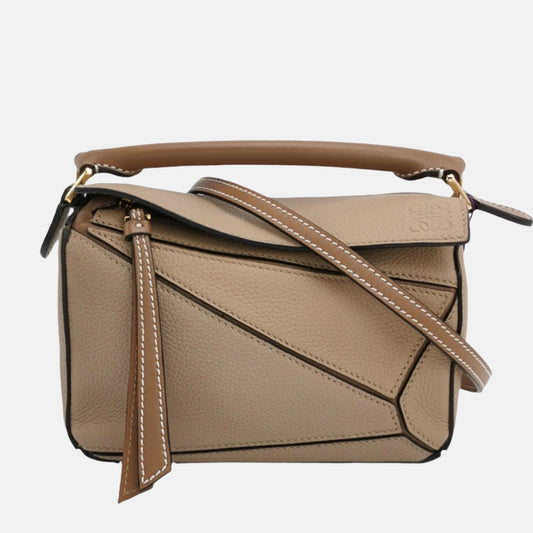 Loewe Puzzle Mini Sandy Beige Calfskin Leather Crossbody Bag-Luxbags
