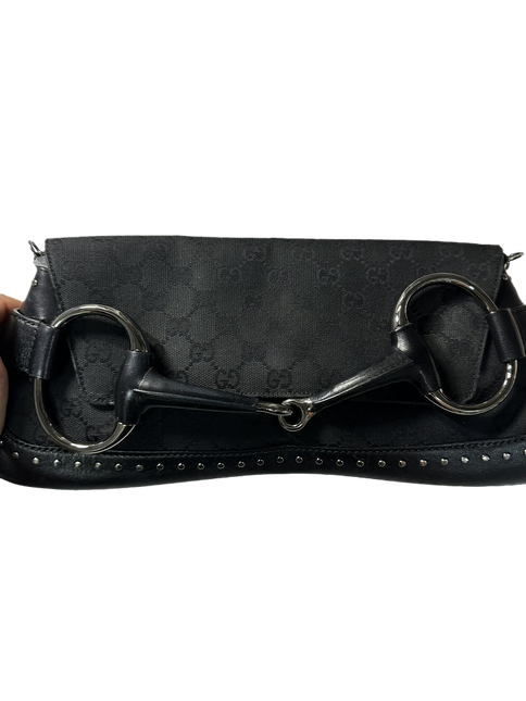 Sold Gucci Horsebit 1955 Cloth Black Monogram Shoulder bag