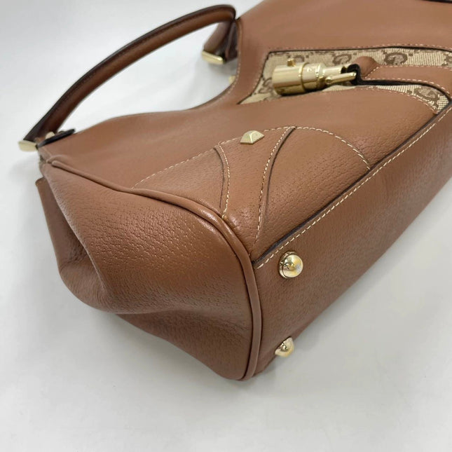 Gucci Piston Lock Brown Bardot Small Vintage Handbag