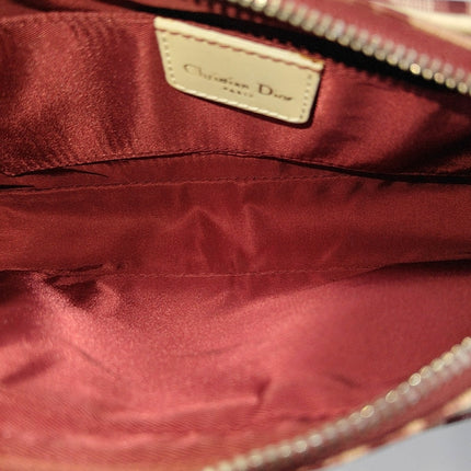 Dior No. 1 Trotter Pochette Clutch Red Oblique Canvas White Patent Leather