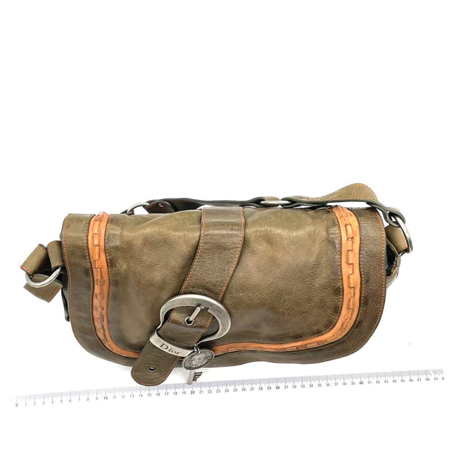 Dior Vintage Gaucho Large Brown Leather Crossbody Bag 36cm