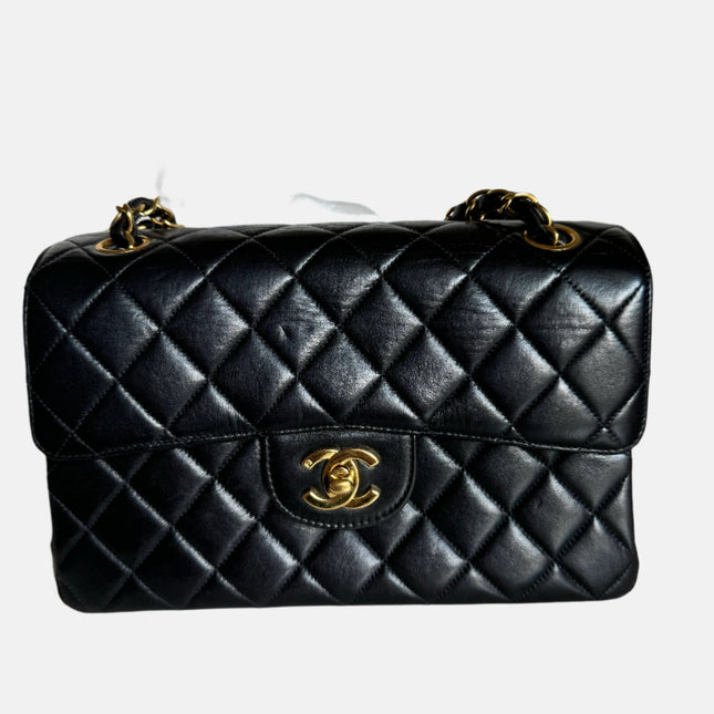 Chanel Double Sided Small Classic Flap Black Lambskin Leather 24k Gold Hardware, 1996-1997