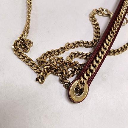 Lady Dior Mini Handbag Burgundy Red Patent Leather Gold-tone Chain Strap