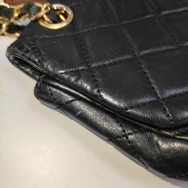 Chanel Classic Flap Medium Black Lambskin Leather Valentine Marine Charms