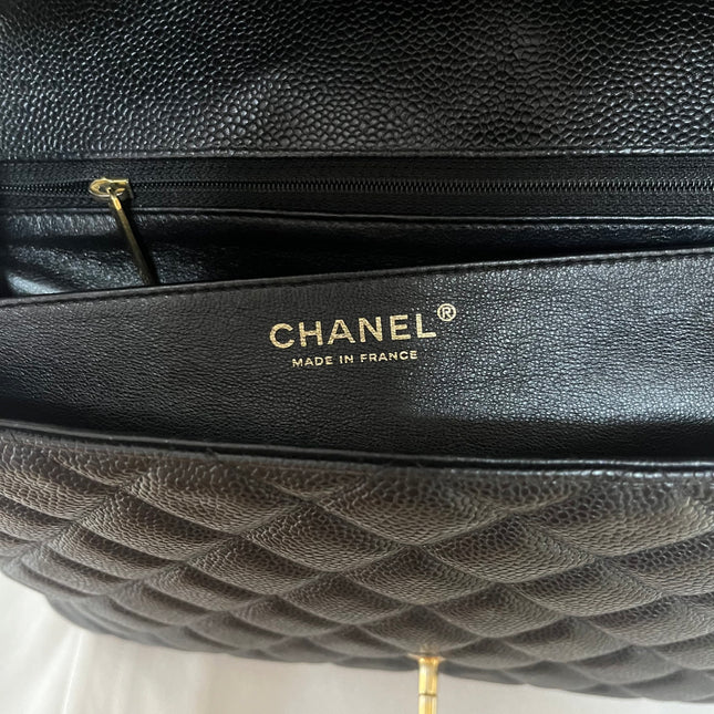 Chanel Classic Flap Maxi Black Caviar Leather Single Flap with Gold Hardware