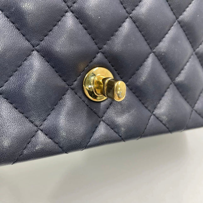 Chanel Classic Flap Rectangular Mini 2015 Navy Lambskin Gold Hardware