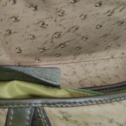 Dior Vintage Double Saddle Green Ostrich Leather Gold Hardware
