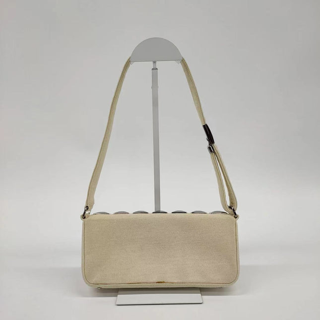 Chanel Ivory Jersey Evening Bag with Mirrored Pyramid Studs Ice Cube Chocolate Bar Shoulder Bag