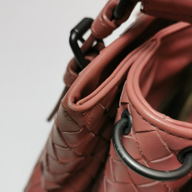 Bottega Veneta Roma Mini Bag Intrecciato Nappa Leather Pink 25cm