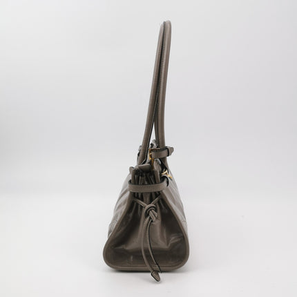 Prada Bonnie Medium Soft Lux Grey Shiny Calfskin Leather Shoulder Bag