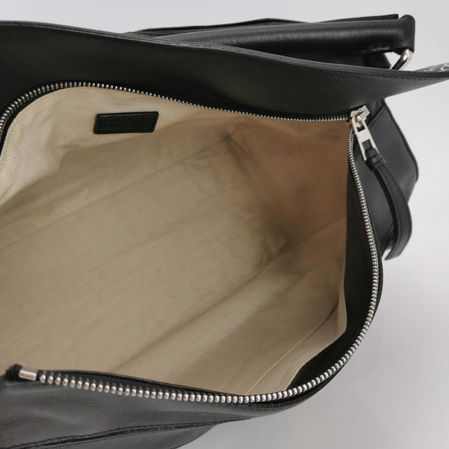 Loewe Puzzle Large Black Smooth Leather White Logo