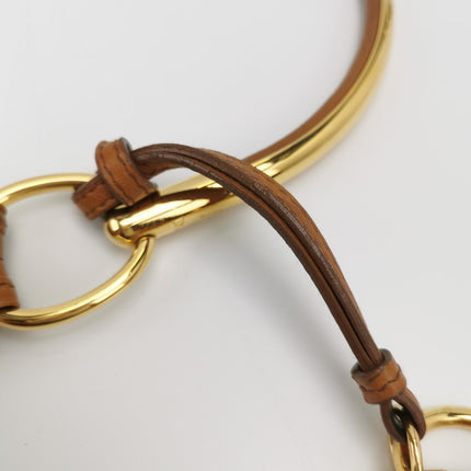 Dior 61 Brown Hobo Tote with Gold Metal Ring Handle