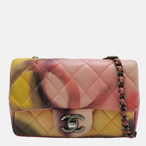 Chanel Classic Flap 2014-2015 Multicolor Flower Power Lambskin Leather Mini Crossbody Bag-Luxbags