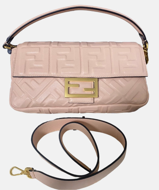 Sold Fendi Baguette Lambskin Leather Crossbody Bag Medium Pink-Luxbags