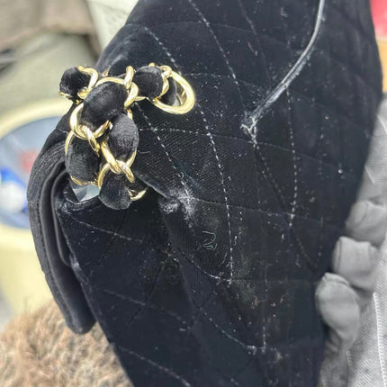 Chanel Classic Flap Medium Black Velvet Gold Hardware, 2014-2015