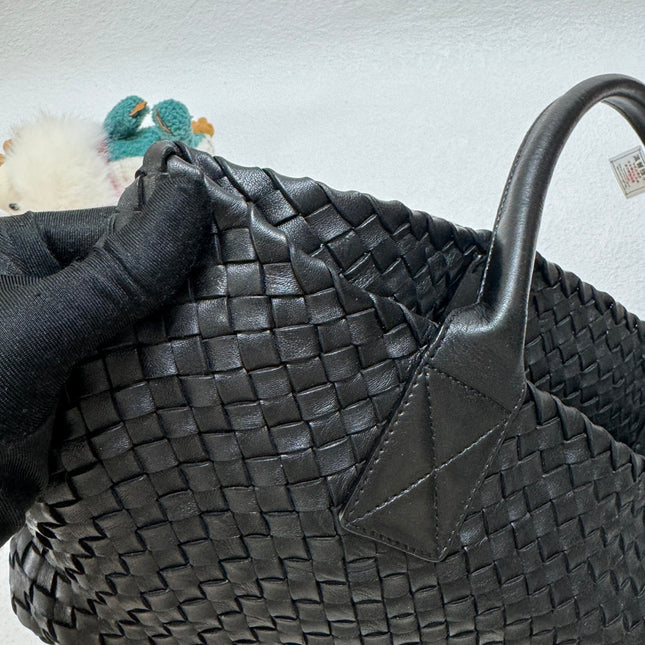 Sold Bottega Veneta Cabat Small Intreccio Leather Tote Bag Black