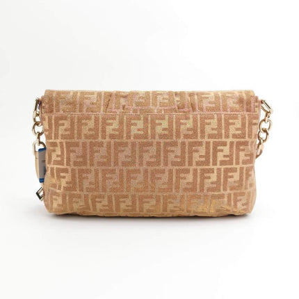 Sold Fendi Iridescent Pink Zucca Print with Crystal Buckle Shoulder Bag