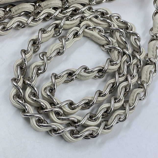 Sold Chanel Classic Flap Maxi Milk White Caviar Leather Silver-tone Hardware Giant CC Logo