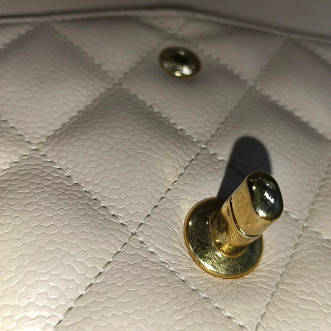 Sold Chanel Classic Flap Jumbo 2010 Beige Caviar Leather Doublr Flap Gold Hardware