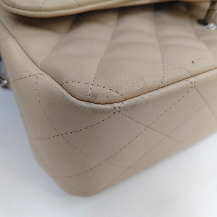 Chanel Classic Flap Jumbo Beige Lambskin Leather Single Flap with Silver Hardware