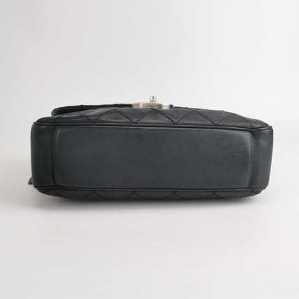 Chanel 2013 Paris-Edinburgh Large Black Flap Calfskin Leather Shoulder Bag