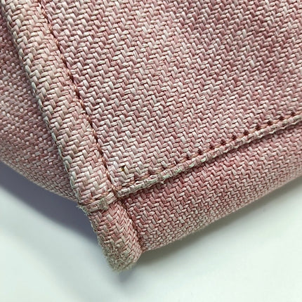 Chanel Deauville Tote Medium Pink Denim White Leather Top Handle
