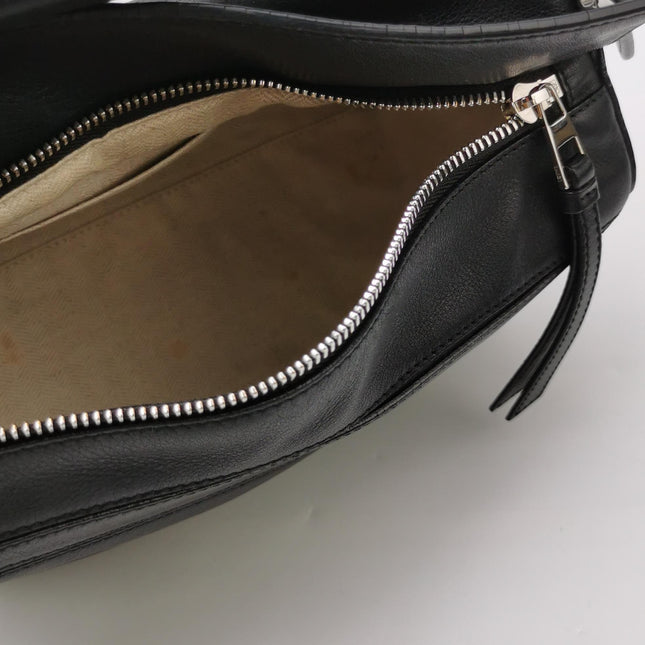 Loewe Puzzle Small Black Smooth Leather White Logo With Metal Feet 2016