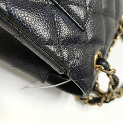 Chanel Classic Flap Jumbo 2012 Black Caviar Leather Double Flap Gold Hardware