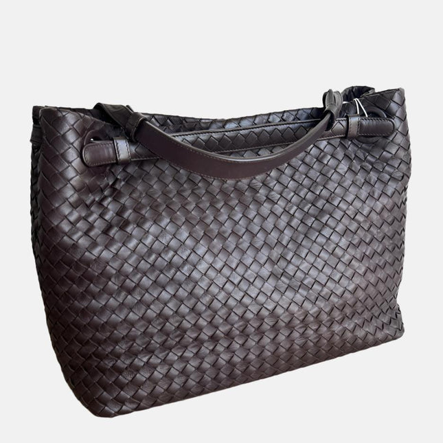 Bottega Veneta Garda Shoulder Bag Intrecciato Nappa Leather Dark Chocolate Brown Large 33cm-Luxbags